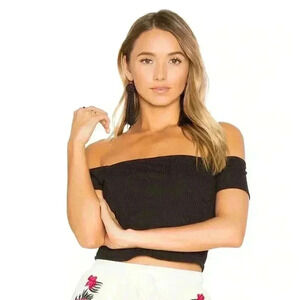 Privacy Please xREVOLVE Macy Crop Top Black Sz XS